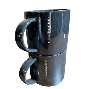 2 Starbucks Mugs 14oz Coffee Tea Hematite Metallic Gray Mirror Iridescent Rare